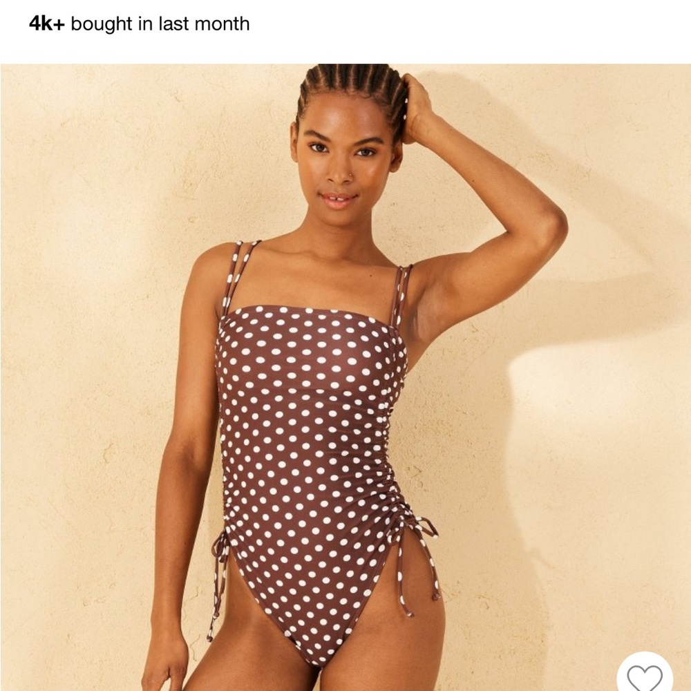 Brown Polka Dot One-Piece Swimsuit